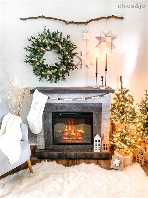 Cozy Scandinavian Christmas Fireplace Decorations | Chica and Jo