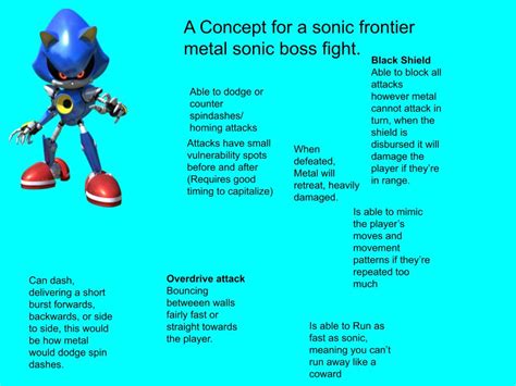 A Possible Concept for a metal sonic boss fight in sonic frontiers. Leave suggestions in the ...