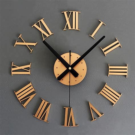 Practical DIY Luxury 3D Roman numerals Wall Clock Large Size Home ...