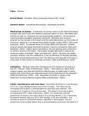 Isosorbide II.docx - Class: Nitrates Brand Name: Monoket, Imdur extended release (ER), Isordil ...