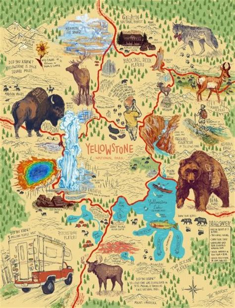 Map of Yellowstone on Behance | Yellowstone trip, National parks trip ...