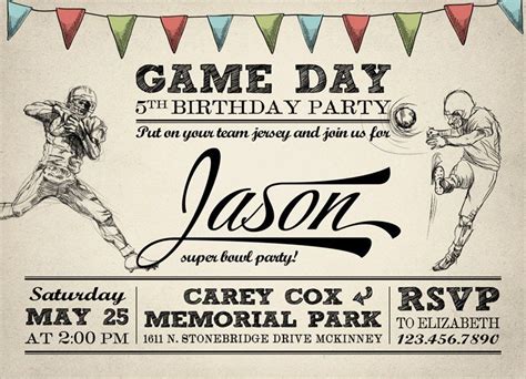 Game Day Birthday Invitation - Printable Birthday Invitation - Super ...