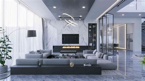 Luxury Living Room Design With Pendant Lights by Mad Space Projections ...
