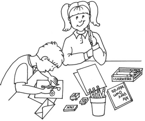 Children Writing Clipart Black And White | Waregke.win within Children ...