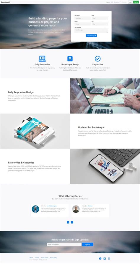 Simple landing page design using bootstrap 4 - BootstrapLily