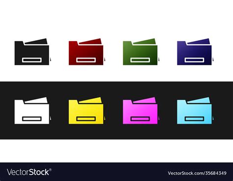 Set printer icon isolated on black and white Vector Image