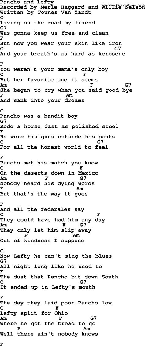 Pancho and Lefty by Merle Haggard - lyrics and chords