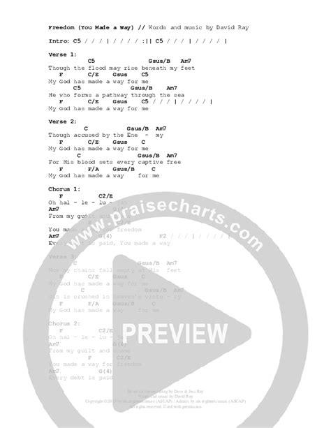 Freedom (You Made a Way) Chords PDF (Dave and Jess Ray) - PraiseCharts