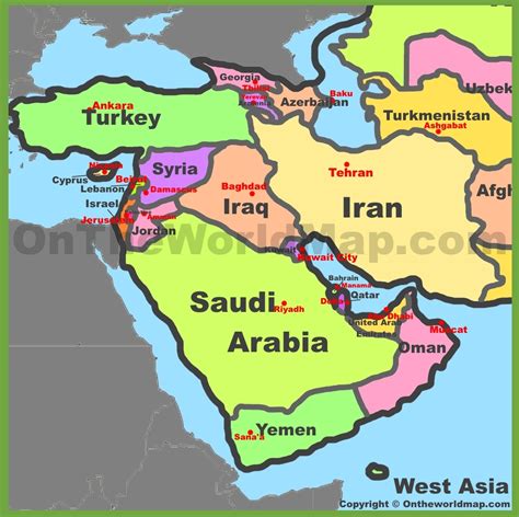 Map of West Asia (Western Asia)