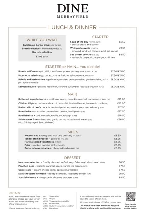 Skyline Restaurant At Tynecastle Park Edinburgh's full menu online