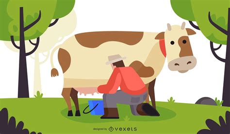 Flat Dairy Cow Illustration Vector Download