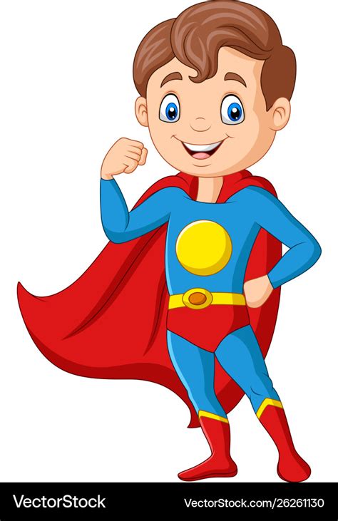 Cartoon happy superhero boy posing Royalty Free Vector Image