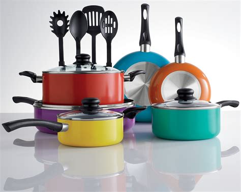 14-Piece Multi-Colored Cookware Set from Seventh Avenue | Cookware set, Kitchen dishes, Cookware