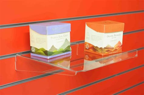 Acrylic slatwall front lip shelf 300 x 300mm | Plasticraft Displays