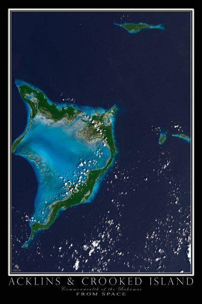 The Acklins And Crooked Island Bahamas Satellite Poster Map | Map ...