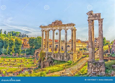 Roman Forum: the Temple of Saturn and the Temple of Vespasian and Titus ...