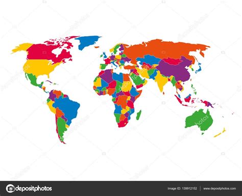 World High Detailed Blank Political Map Of Colors Scheme Vector Map On ...