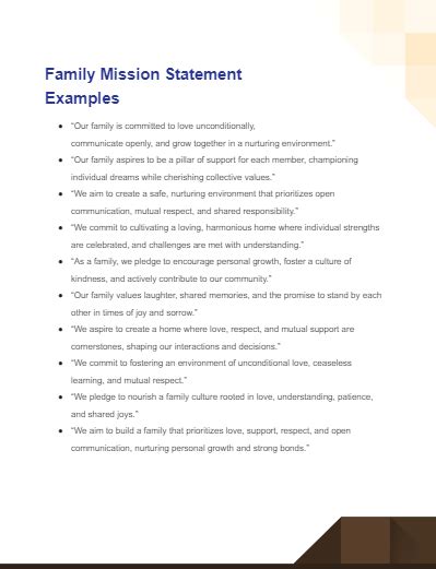 Family Mission Statement - 99+ Examples, PDF