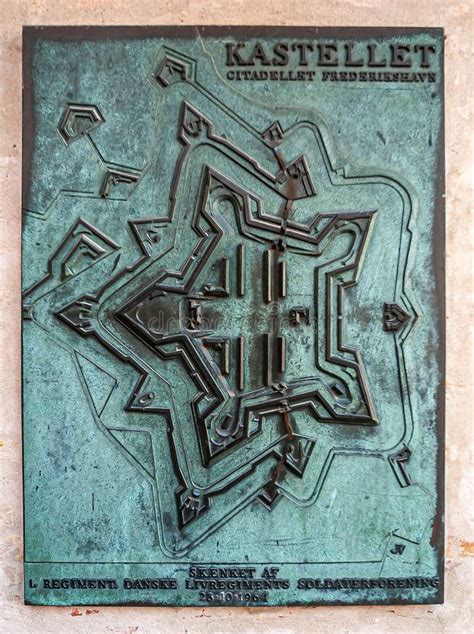 Green Bronze Ground Plan of Kastellet. Copenhagen, Denmark Editorial Stock Image - Image of base ...