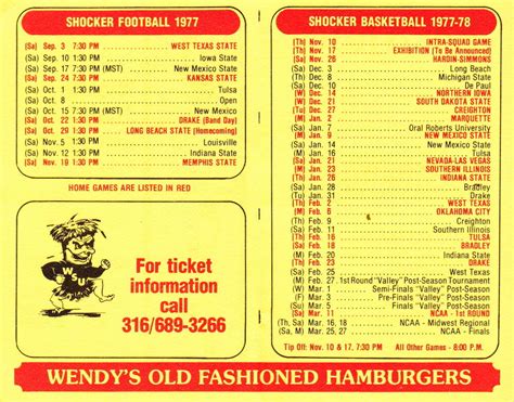 197778 WICHITA STATE UNIVERSITY FOOTBALL AND BASKETBALL POCKET SCHEDULE ...