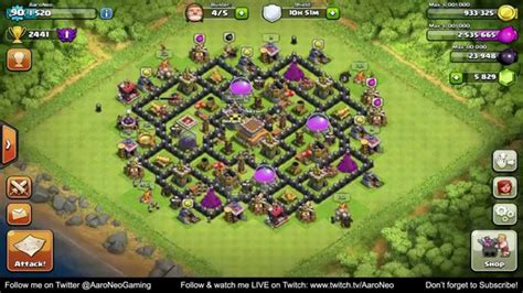 Town Hall 8 Hybrid Base 4 Mortars