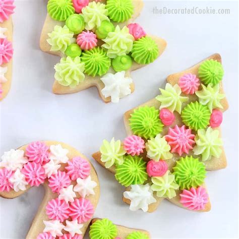 CHRISTMAS COOKIES with FROSTING - Piped, pastel cookies.