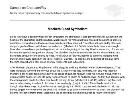 ⇉Macbeth Blood Symbolism Analysis Essay Example | GraduateWay