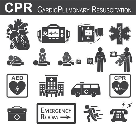 icône de réanimation cardio-pulmonaire cpr design plat noir et blanc ...