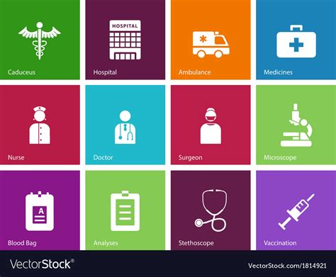 Hospital icons on color background Royalty Free Vector Image