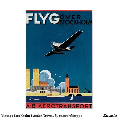 Vintage Stockholm Sweden Travel Poster Art Art Deco Travel Posters, Art Deco Poster, Travel Art ...