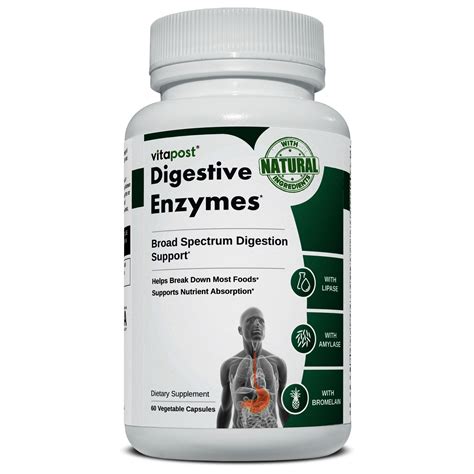 VitaPost Digestive Enzymes Supports Healthy Digestion Naturally. Supplement, 60 Capsules ...