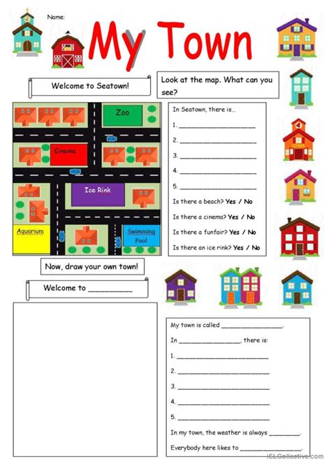 My Town worksheet pictur…: Deutsch DAF Arbeitsblätter pdf & doc