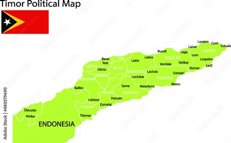 Timor Political map Stock Vector | Adobe Stock