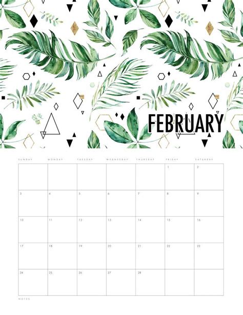 Free Printable 2019 Calendar Modern Leaves - The Cottage Market | Free printable calendar ...