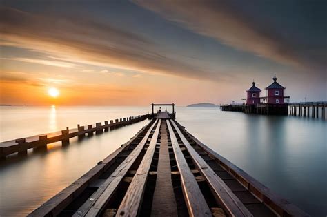 Premium AI Image | a sunset over the pier