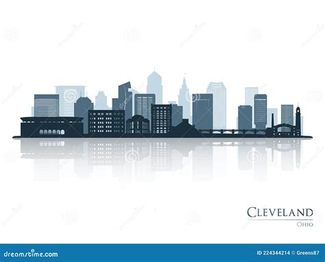 Cleveland Skyline Silhouette with Reflection. Stock Vector ...