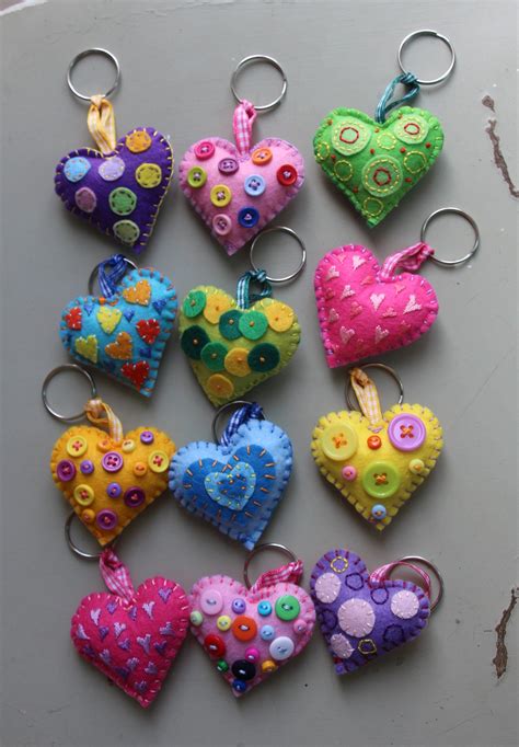 Heart Keychain Key Ring Handmade Gift Idea Felt Party Favours - Etsy ...