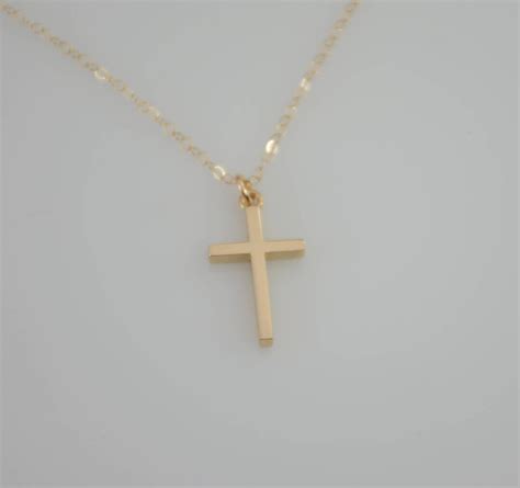 14K Gold Cross Necklace 14K Solid Gold Cross Necklace - Etsy