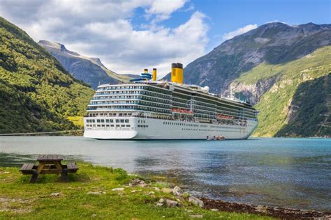 Large Luxury Cruise Ship in Norway Fjords Stock Image - Image of anchored, agency: 51399017