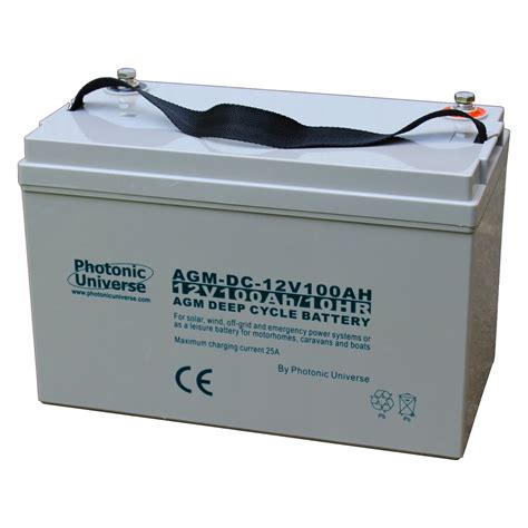 Buy 100Ah 12V Photonic Universe deep cycle AGM battery for a motorhome, caravan, campervan, boat ...