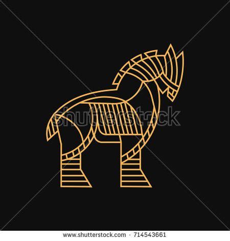 Trojan Horse Logo Line Art Illustration Stock Vector (Royalty Free ...