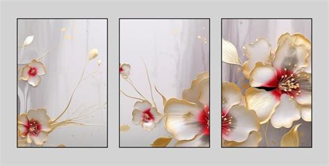 Premium AI Image | Triptych plant flowers flowers roses leaves three ...