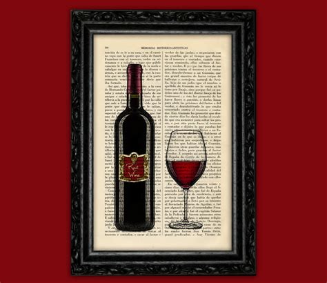 Red Wine Bottle and glass wine Art Print generic wine Art | Etsy