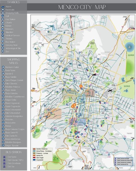 Mexico City tourist attractions map - Ontheworldmap.com