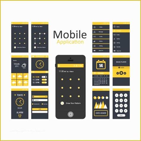 Ui Design Templates Free Of Mobile Applications Templates Vector ...