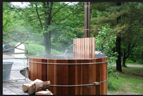 Japanese cedar wood burning hot tub | Hot tub patio, Outdoor tub, Hot tub