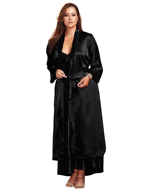 Full Figure Plus Size Long Satin Robe | eBay