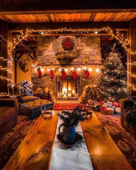 Pin by Maddy Fritsch on House Ideas | Cozy fireplace, Cabin christmas ...