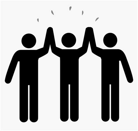 Stick People High Five Teamwork Free Picture - People Black And White Clipart, HD Png Download ...