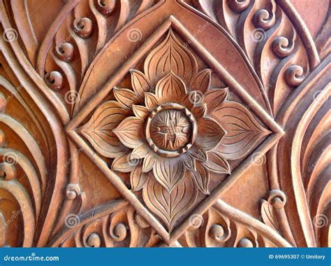 The Carving Flower Patterns of Khmer Vam Ray Temple in Vietnam Stock Image - Image of splendor ...